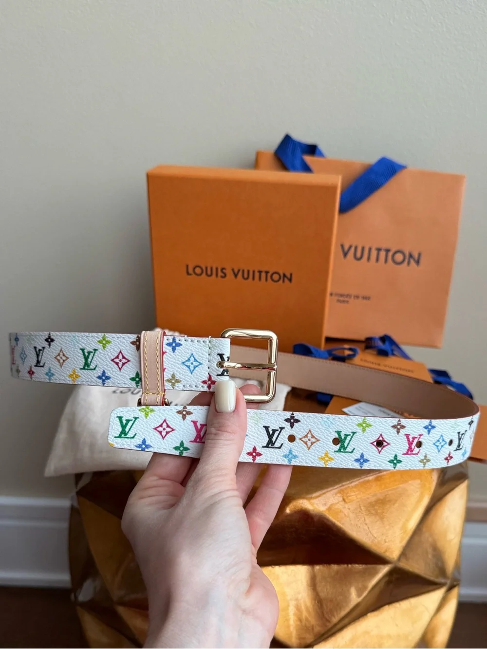 NWT Louis Vuitton x Takashi Murakami - LV D-Ring 30mm belt, size 80cm (32 in)
